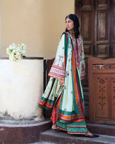 Unstitched 3-PC Embroidered Cotton Silk Dupatta By Jugnu | Rupal